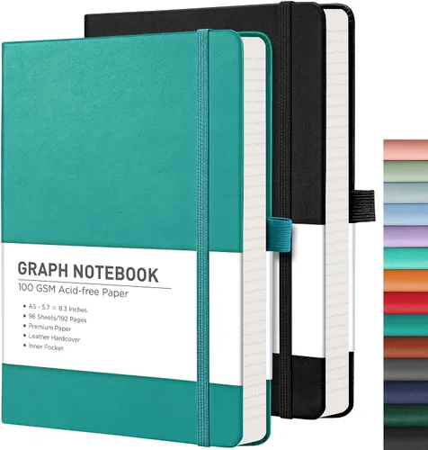 Miniatura 51 de RETTACY Cuaderno rayado, 2 paquetes, 192 páginas numeradas por paquete, tamaño A5 mediano (5.7 x 8.3 pulgadas), para hombres y mujeres, escritura