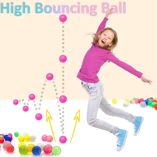 Miniatura 3 de 84 bolas inflables con purpurina para recuerdos de fiesta de niños, 6 colores, bolas de rebote de goma a granel de 1.772 pulgadas (1.772 in), bolas