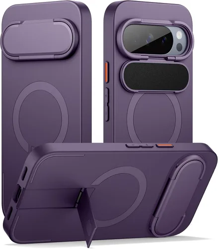 Miniatura 8 de SURITCH Funda para teléfono Google Pixel 9 Pro XL, compatible con MagSafe, funda protectora con cubierta de cámara y soporte de metal ajustable