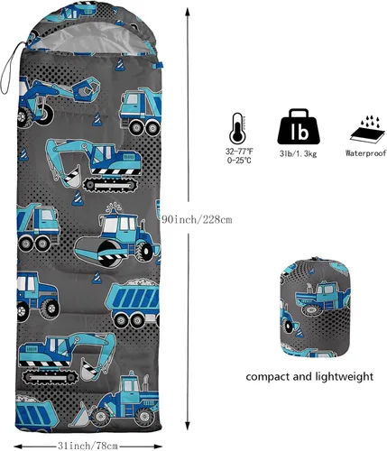 Miniatura 3 de Axolotl Saco de Dormir de Unicornio para Niños y Niñas – Sacos de Dormir Ligeros Cálidos para Clima Frío, Saco de Dormir Portátil Impermeable