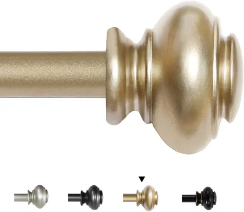 Miniatura 14 de H.VERSAILTEX - Cortinero para ventana ajustable y decorativo de 3/4 pulgadas de diámetro, para una sola ventana, con remates clásicos Negro