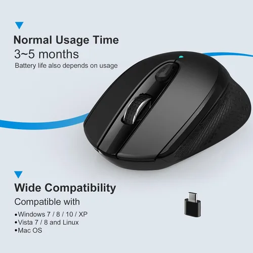 Miniatura 4 de RaceGT - Ratón inalámbrico USB C, tipo C silencioso para MacBook Air/Pro, ratones de computadora de 2.4 G inalámbricos con 6 botones y 3 niveles
