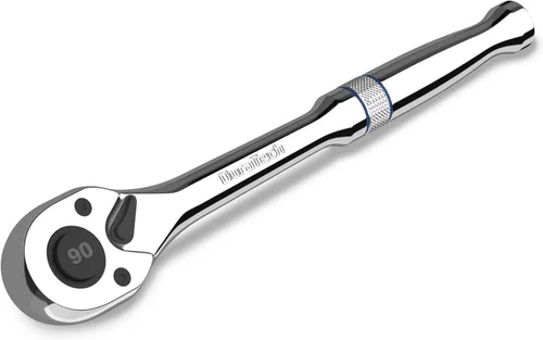 Miniatura 10 de DURATECH Trinquete de accionamiento de 1/2 pulgada, llave de trinquete de liberación rápida de 90 dientes, reversible, aleación de cromo, pulido