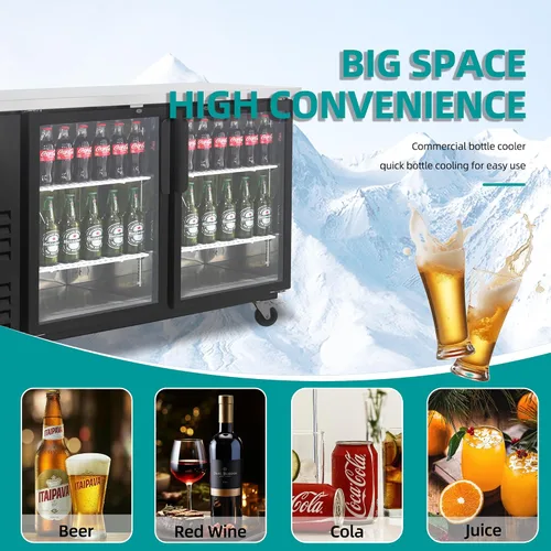 Miniatura 9 de Polarman Refrigerador de botellas con barra trasera, puerta de vidrio, refrigerador de cerveza certificado NSF/ETL, refrigerador de bebidas bajo