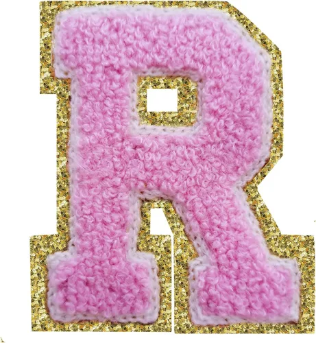 Miniatura 136 de SPRT - Parches de letras de chenilla universitaria con purpurina, parche de letras blancas para planchar con letras del alfabeto para disfraz