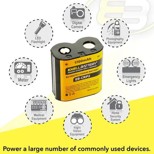Miniatura 7 de EXELL CR-P2 6V 1700mAh (la más alta capacidad del mercado) batería de litio de foto sustituye a CRP2S, CR-P2, CR-P2S, DL223A, DLCRP2, EL223AP
