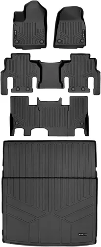 Miniatura 17 de SMARTLINER Juego de alfombrillas de 3 filas de ajuste personalizado para todo tipo de clima, compatible con Jeep Grand Wagoneer 2022-2025