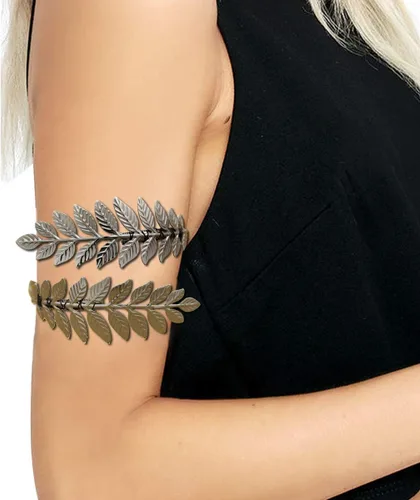 Miniatura 2 de RechicGu Pulsera de Hoja de Árbol de Navidad Brazalete de Brazo Superior Abrazadera Pulsera de Broche Pulsera de Brazalete Romano Griego Laurel