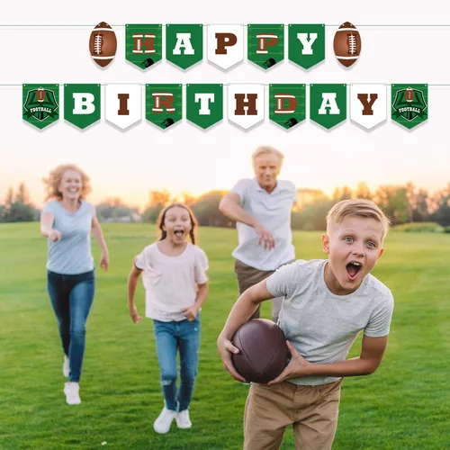 Miniatura 6 de Blulu Decoraciones de fiesta de fútbol – Cartel de feliz cumpleaños de fútbol, banderas de cuerda, letrero de banderines temáticos deportivos