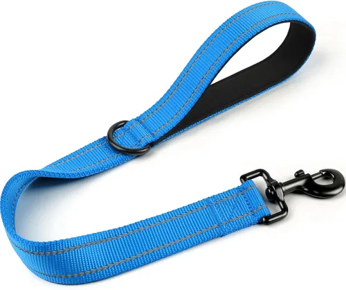 Miniatura 17 de Joytale Correa corta fuerte para perro de 18 pulgadas, 1.2 pulgadas de ancho, resistente, mango acolchado para control de tráfico, correa Negro