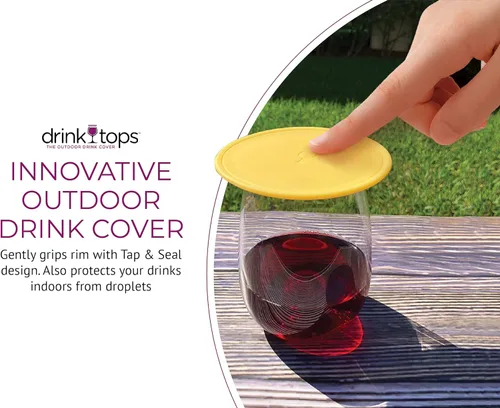 Miniatura 3 de Drink Tops Tap and Seal - Cubierta para vaso de bebida al aire libre, succiona suavemente a los vasos para mantener las partículas fuera y reducir