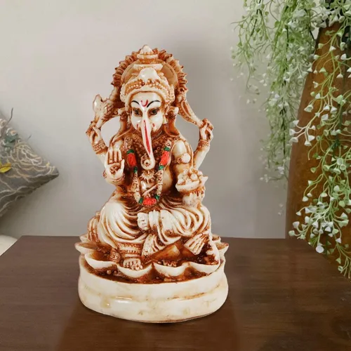 Miniatura 3 de TIED RIBBONS Ganesh Idol para el hogar de resina de 4.4 pulgadas Ganesh Murti para mandir del hogar, decoración de Pooja Ganpati Murti
