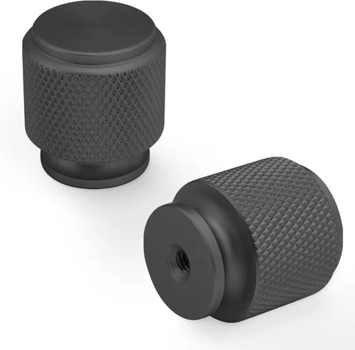 Miniatura 25 de Paquete de 10 tiradores para gabinete de cocina, tiradores mate negro y bronce champán, tiradores de cajón estriados negros, herrajes de cocina