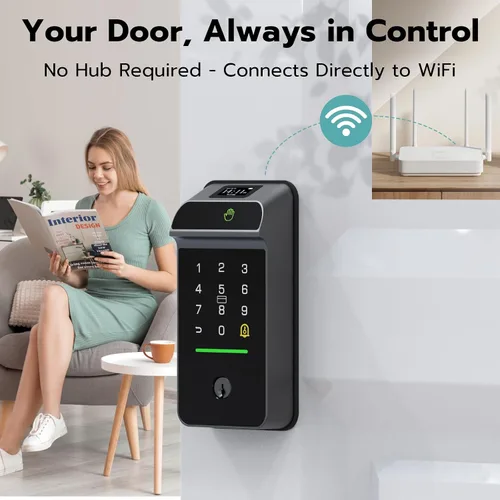 Miniatura 6 de Cerradura inteligente de Palm Vein, cerradura inteligente WiFi con timbre, cerradura de puerta de entrada sin llave con huella digital, cerrojo