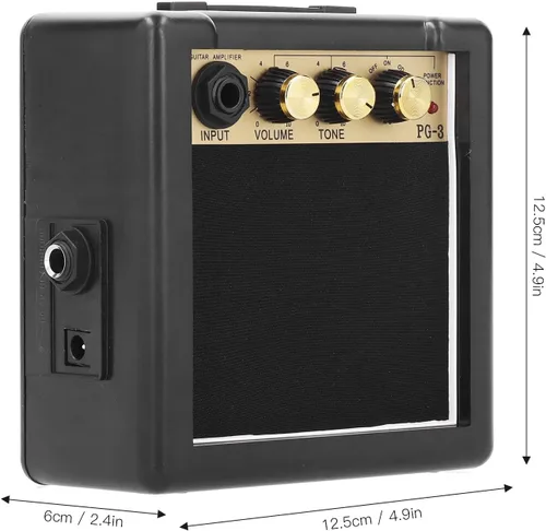 Miniatura 6 de Amplificador de guitarra, amplificador de bajo portátil de 3 W con funciones de control de volumen y tono, amplificador de guitarra para práctica