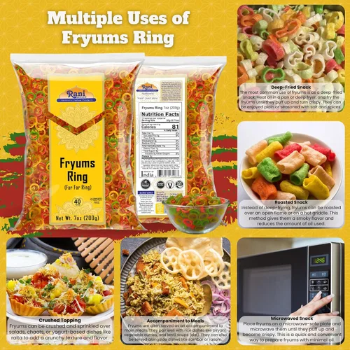 Miniatura 4 de Rani Far Far / Fryums (pellet de trigo y tapioca) Forma de anillo de 7 onzas (7.05 oz) ~ Vegano, Kosher, sin cocinar, utilizado para hacer papad