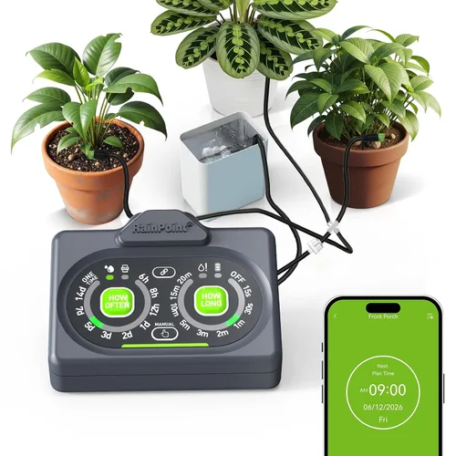 RAINPOINT Kit inteligente de riego automático para plantas de interior, control WiFi/App y control local, sistema de riego por goteo sin grifo para