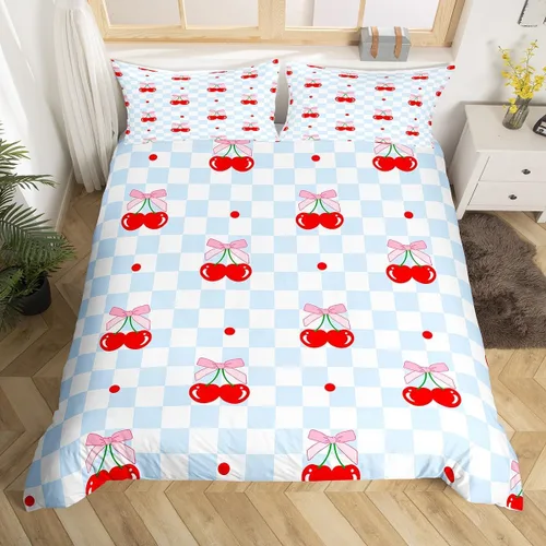 Miniatura 22 de Juego de funda de edredón con lazo de dibujos animados para niños, tamaño individual, juego de ropa de cama de mariquita, escarabajo, insecto