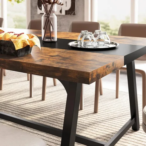 Miniatura 6 de Tribesigns Mesa de comedor para 8 personas, mesa de cocina rectangular de madera de 70.87 pulgadas con marco de metal resistente, mesa de comedor