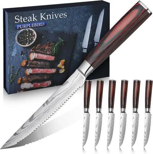 Miniatura 8 de PURPLEBIRD Cuchillo de trinchar de 12 pulgadas, cuchillo de corte ultra afilado, cuchillos de pechuga forjados a mano, cortador de carne de acero