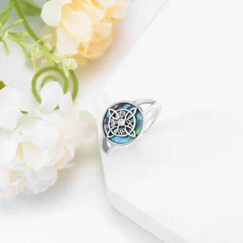 Miniatura 6 de YAFEINI Anillo de nudo de bruja de plata de ley con nudo de bruja celta, regalo de joyería para mujeres