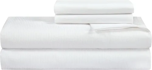 Miniatura 23 de Royale Linens - Juego de sábanas de 400 hilos, 100 % algodón cultivado en EE. UU., 4 piezas, sábana de satén, tamaño Queen - 1 sábana bajera, 1