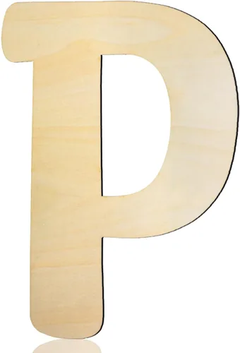 Letras de madera de 8 pulgadas, letra P de madera de 1/5 pulgadas de grosor, recortes de letras del alfabeto de madera sin terminar para decoración