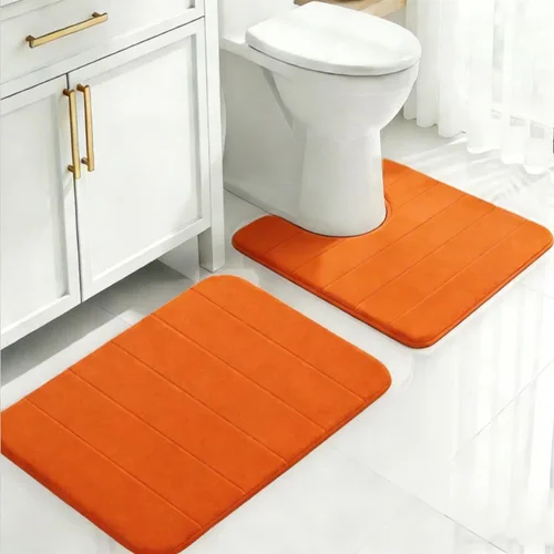 Miniatura 11 de Juego de 2 alfombras de baño de espuma viscoelástica, súper suaves, absorbentes, de secado rápido, alfombras de baño de espuma viscoelástica