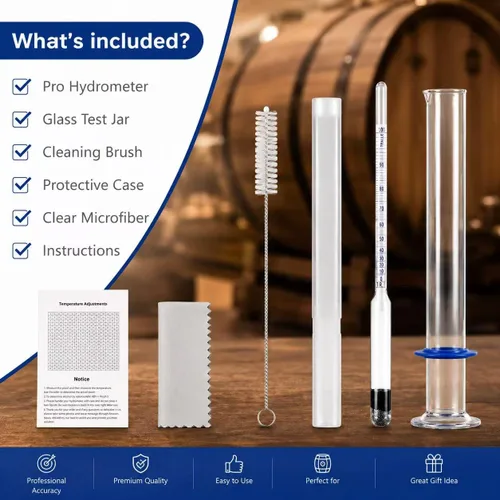 Miniatura 2 de Kit de Hidrómetro para Alcohol, Hidrómetro de Alcohol 0-200 Prueba y Tralle con Frasco de Prueba de Hidrómetro, Probador de Prueba de Alcohol