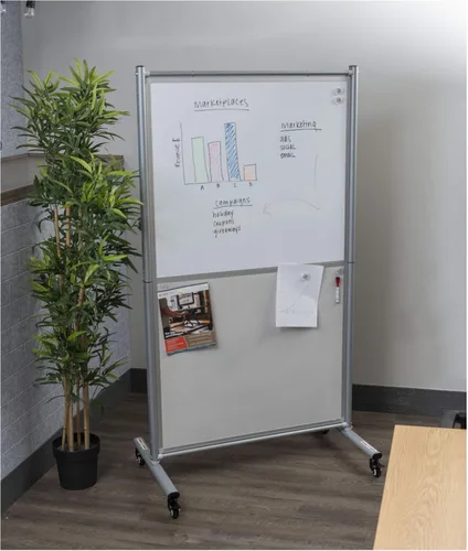 Miniatura 6 de Stand Up Desk Store - Pizarra blanca magnética móvil rodante, divisor de habitación, pizarra de borrado en seco para el hogar o el aula