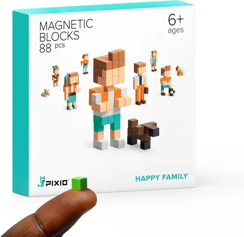 Miniatura 11 de PIXIO Mini bloques magnéticos y cubos magnéticos para niños, pequeños imanes para manualidades, juego de construcción STEM, juguetes de aprendizaje