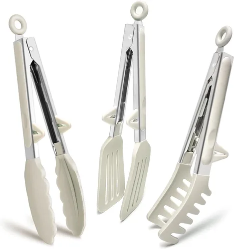 Miniatura 33 de Pinzas de cocina, pinzas de 9 pulgadas para cocinar con puntas de silicona, pinzas de silicona pequeñas de grado alimenticio, mini pinzas