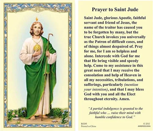 Miniatura 4 de Christian Brands Tarjeta sagrada religiosa de San Judas, tarjeta de cartulina con oración a San Judas en la parte posterior (paquete de 10)