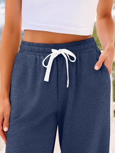 Miniatura 5 de AUTOMET Pantalones deportivos de cintura alta para mujer con bolsillos, pantalones sueltos de descanso y pijama para otoño, invierno, primavera