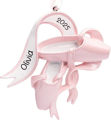 Miniatura 6 de Adorno de Navidad de ballet personalizado 2026 Traje de bailarina rosa, disfraz de bailarina de ballet con zapatos de punta / pantuflas para árbol