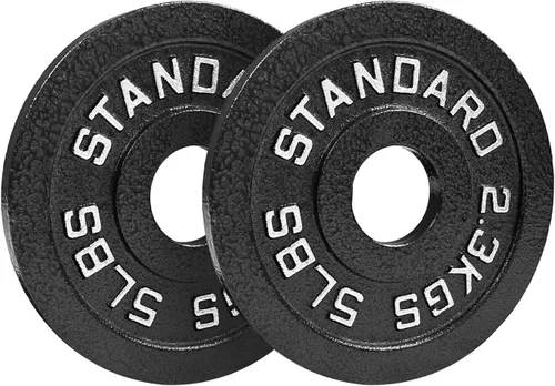 Juego de placas olímpicas de acero de 5 libras, estándar olímpico con revestimiento premium, 2 pesos de 5 libras