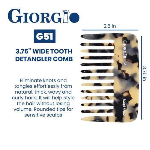 Miniatura 3 de Giorgio G51 TW Pequeño Peine de Viaje en Bolsillo para Desenredar el Cabello, Peine de Bolsillo de Dientes Anchos para Cabello Grueso, Rizado