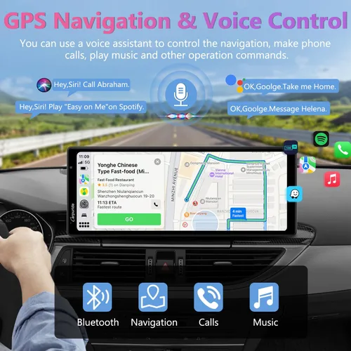 Miniatura 4 de CARPURIDE W903 Carplay portátil y Android Auto con cámara de salpicadero, pantalla HD IPS de 9.3 pulgadas, cámara frontal 4K y trasera 1080P