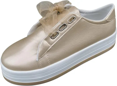 Miniatura 5 de Hbeylia Zapatos deportivos de plataforma para mujer, a la moda, informales, de cuero, puntera redonda, parte inferior gruesa, tacones altos, zapatos