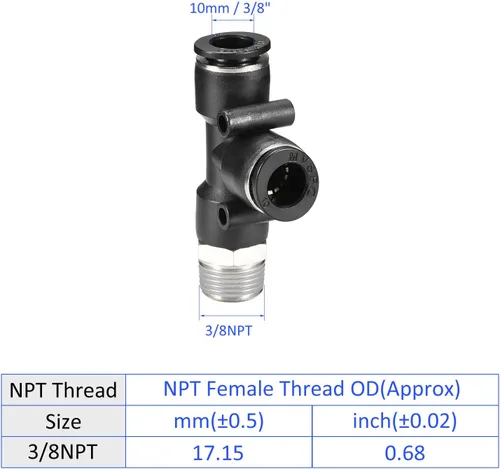 Miniatura 4 de M METERXITY Paquete de 2 accesorios de bloqueo de rosca macho NPT 3/8 – Unión de mamparo en camiseta, accesorios de empuje para conectar, aplicar al