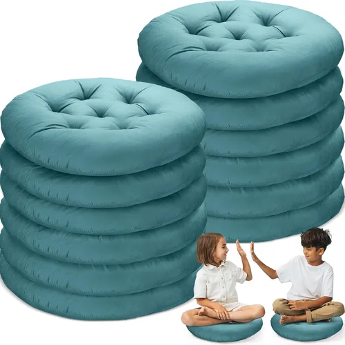 Miniatura 14 de Fumete 12 cojines de suelo de 16 x 16 pulgadas, cojines redondos de color para sillas de suelo de lectura, para niños y adultos, suministros