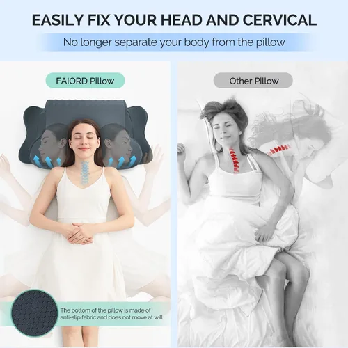 Miniatura 5 de Almohada Cervical para Alivio del Dolor de Cuello - Almohada Ortopédica Ergonómica Refrescante de Doble Cara con Funda de Almohada de Seda de Hielo
