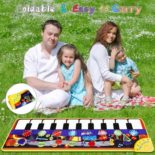 Miniatura 6 de Alfombrilla de piano musical para niños pequeños – 28 sonidos musicales de suelo, piano teclado, danza, juguete y regalo para niños de 1 a 5 años