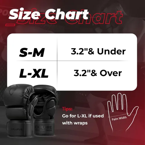 Miniatura 7 de LIBERLUPUS MMA Gloves for Men – Punching Bag Gloves for Men, Open Palm Training Gloves for MMA Sparring, Kickboxing, Muay Thai, Youth Self-Defense