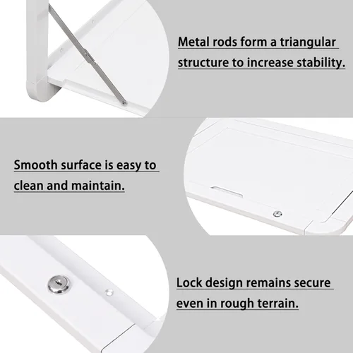 Miniatura 4 de Mesas plegables para caravanas, 31.5 x 17.7 pulgadas, mesa de pared plegable de aleación de aluminio premium, kit de mesa de pared con cerradura