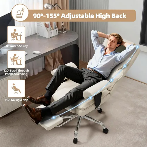 Miniatura 9 de Silla de Oficina de Masaje de 7 Puntos, Silla Gerencial Calefaccionada, Silla Ejecutiva Ergonómica con Reposapiés, Reposabrazos Ajustable, Silla