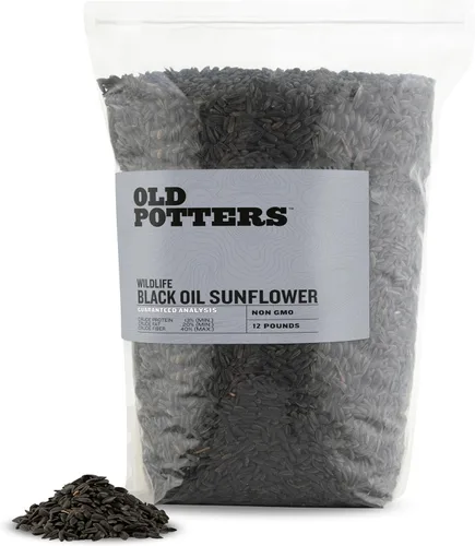 Old Potters Wildlife - Semillas de girasol de aceite negro para aves y vida silvestre, sin OMG y cultivadas en Estados Unidos en pequeñas granjas