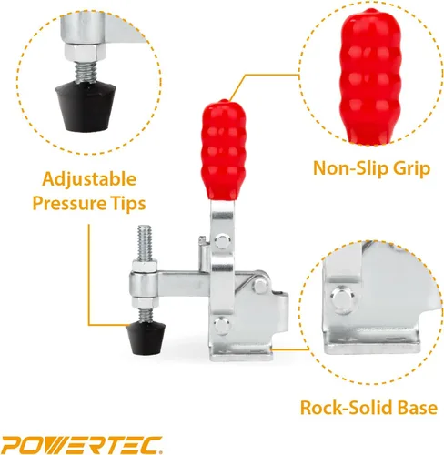 Miniatura 5 de POWERTEC 72138 Perfil de doble corte de 36 pulgadas, pista en T universal, 2 piezas con placa de montaje de abrazadera de palanca y 4 abrazaderas