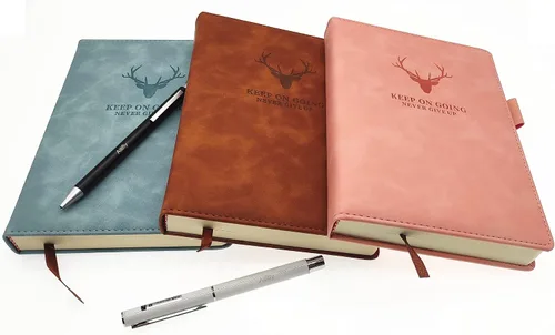 Miniatura 4 de Ailifly Cuaderno de diario de 360 páginas con patrón de cabeza de ciervo grueso, tapa dura, cubierta de piel sintética sintética, diario