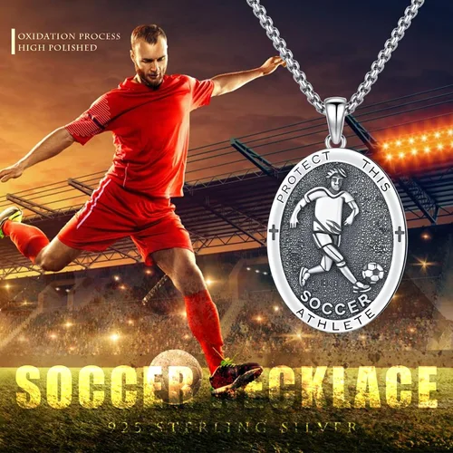 Miniatura 594 de Collar con colgante de plata de ley 925 con medalla de San Patrón, joyería religiosa para hombres y mujeres, con cadena de acero inoxidable 316L